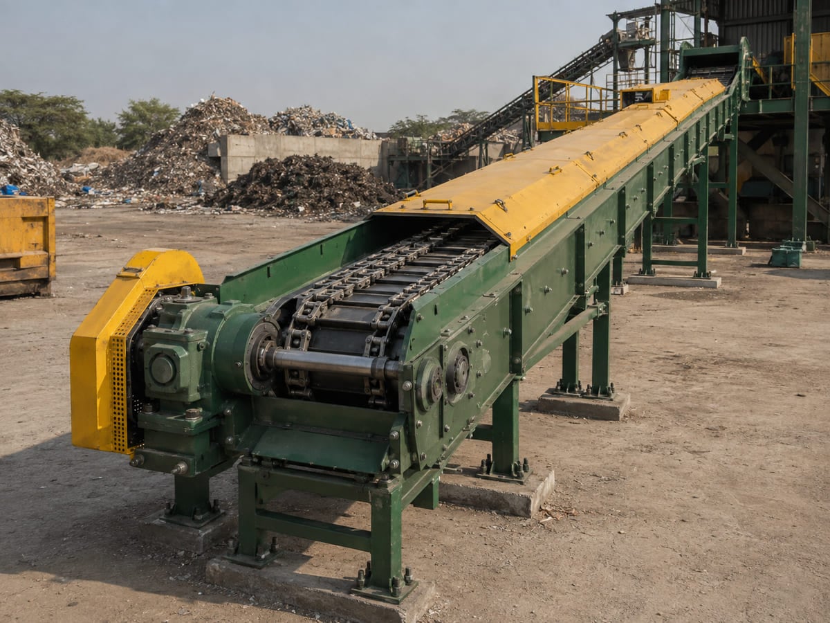 Drag chain conveyor for abrasive industrial material handling