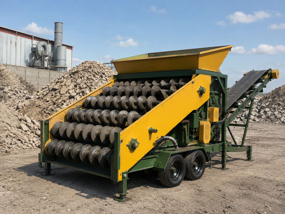 Disc screen for mixed waste and construction waste size separation