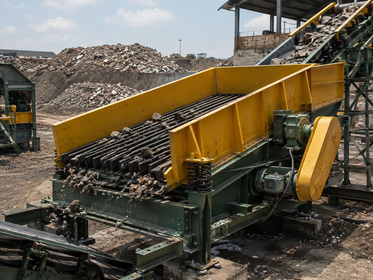 Heavy-duty grizzly feeder for continuous intake into crushing lines
