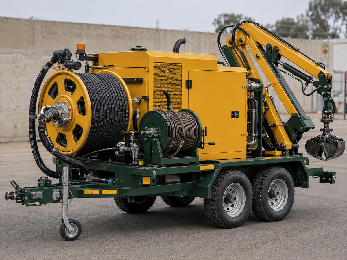 Multi-function jetting grabbing and rodding equipment for manholes