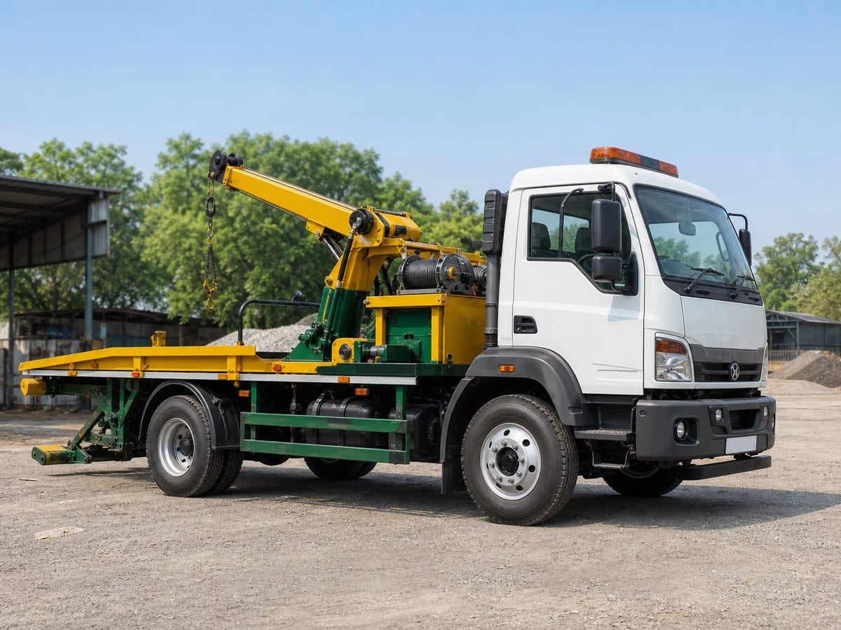 Hydraulic recovery vehicle with boom and winch equipment