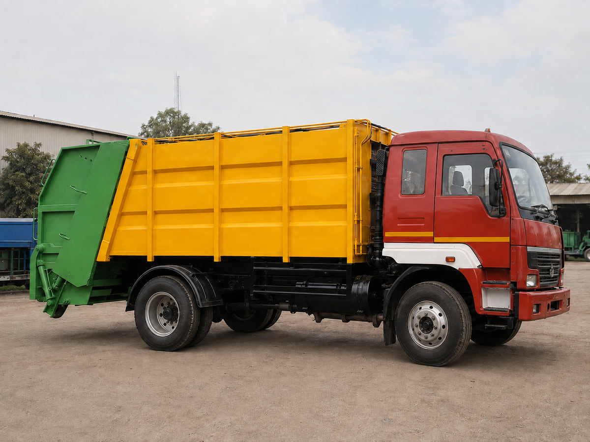 Rear-load refuse compactor vehicle for municipal waste collection