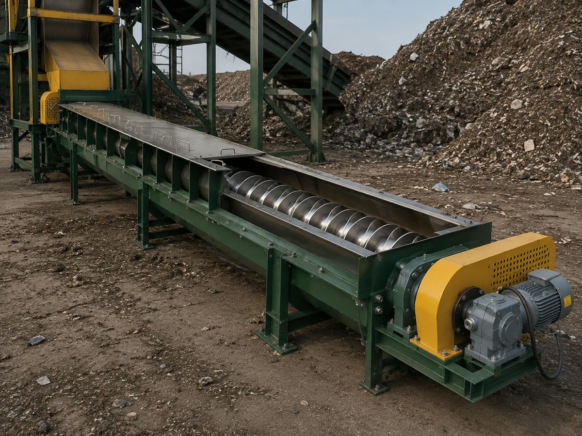Screw conveyor auger for powders sludge and granular feedstock